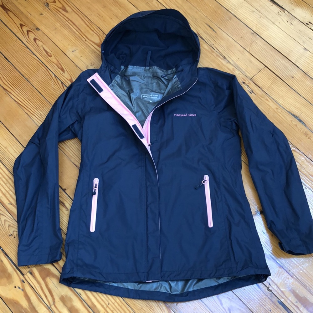 Vineyard Vines Rain Jacket M Navy Pink